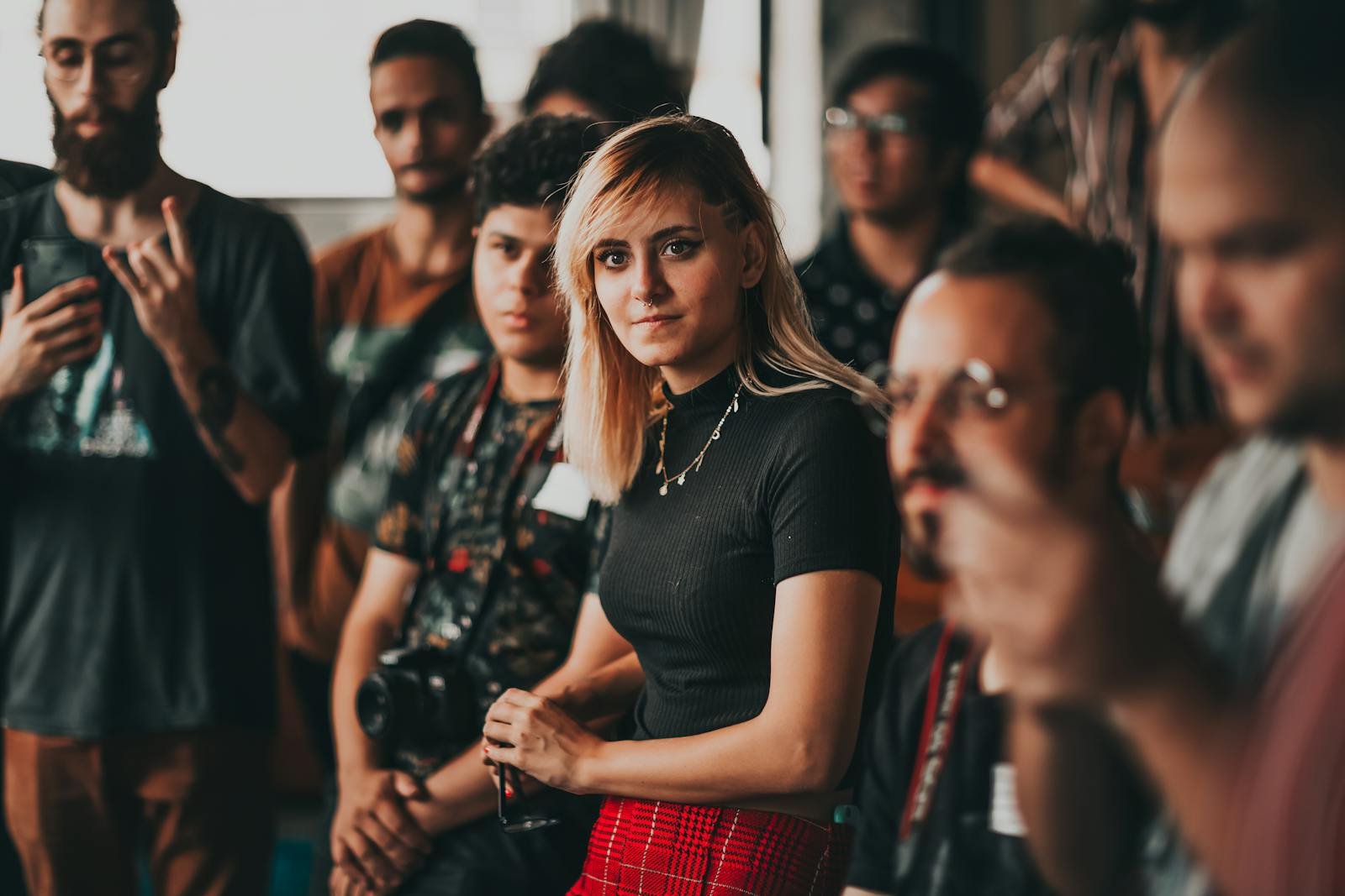 Diverse young people gathering in studio